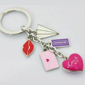 Coach Love Letter Heart Mail Key RING FOB Charm
